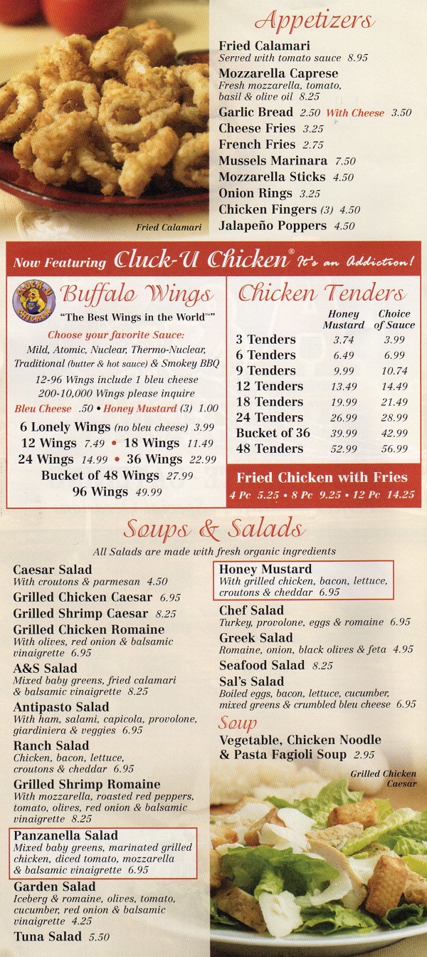 A & S Pizza and Restaurant in Old Bridge Menu